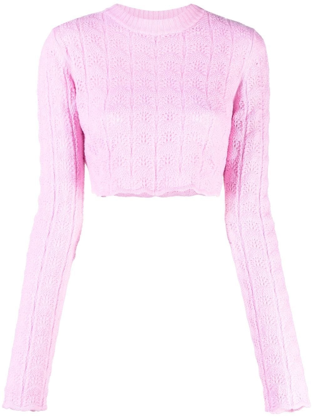 pointelle-knit cropped jumper - 1