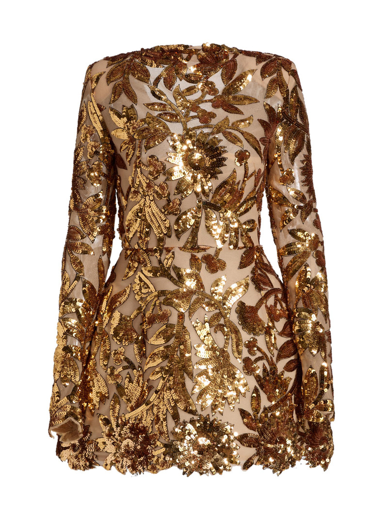 Women's Aurelia Floral-Sequined Minidress - Gold 1