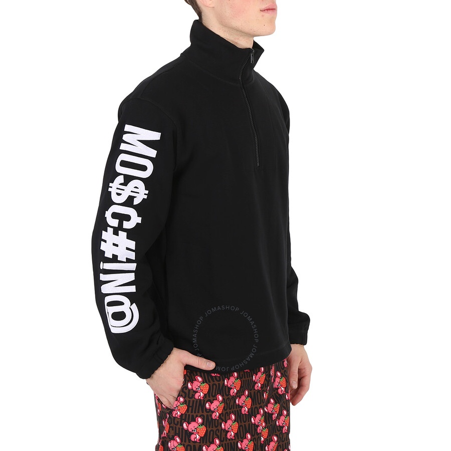 Moschino Black Quarter Zip Cotton Sweatshirt - 4