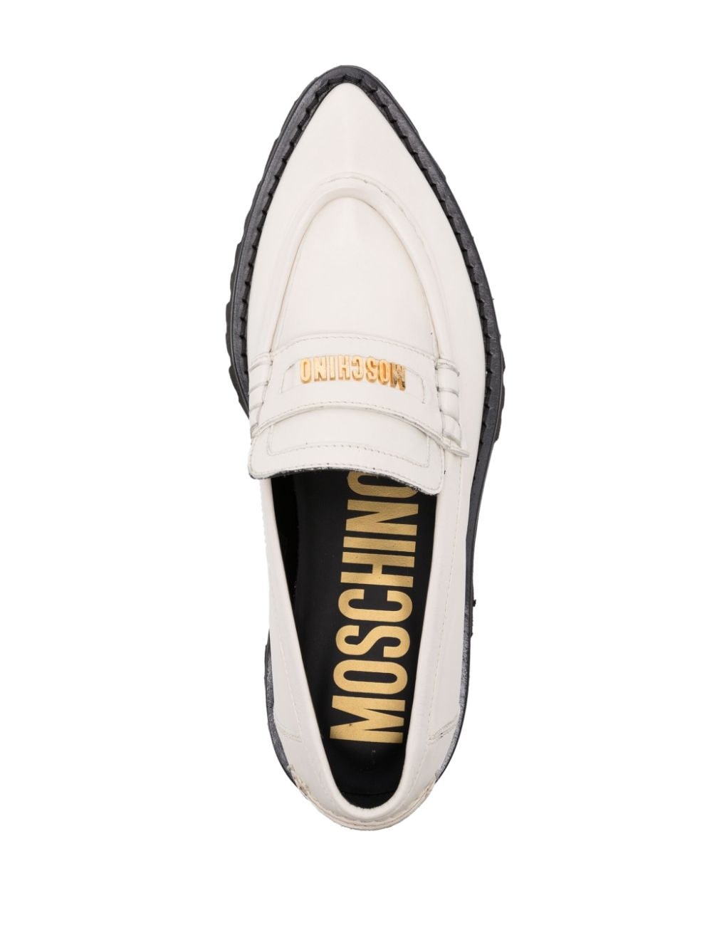 logo-lettering chunky leather loafers - 8