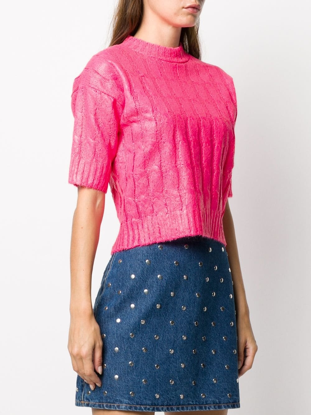 waxed-effect knitted top - 3