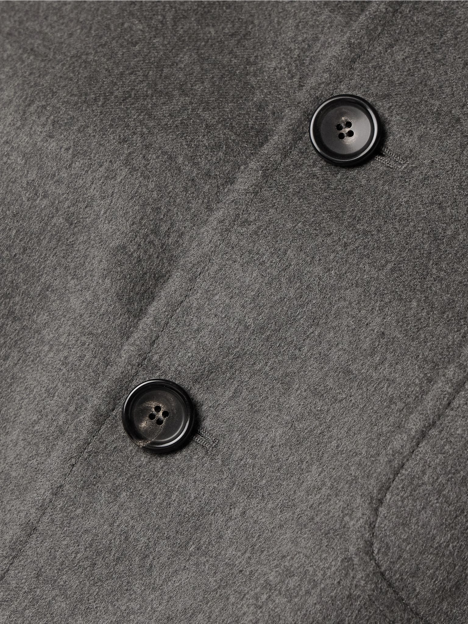 Leather-trimmed cashmere jacket Gray - 4