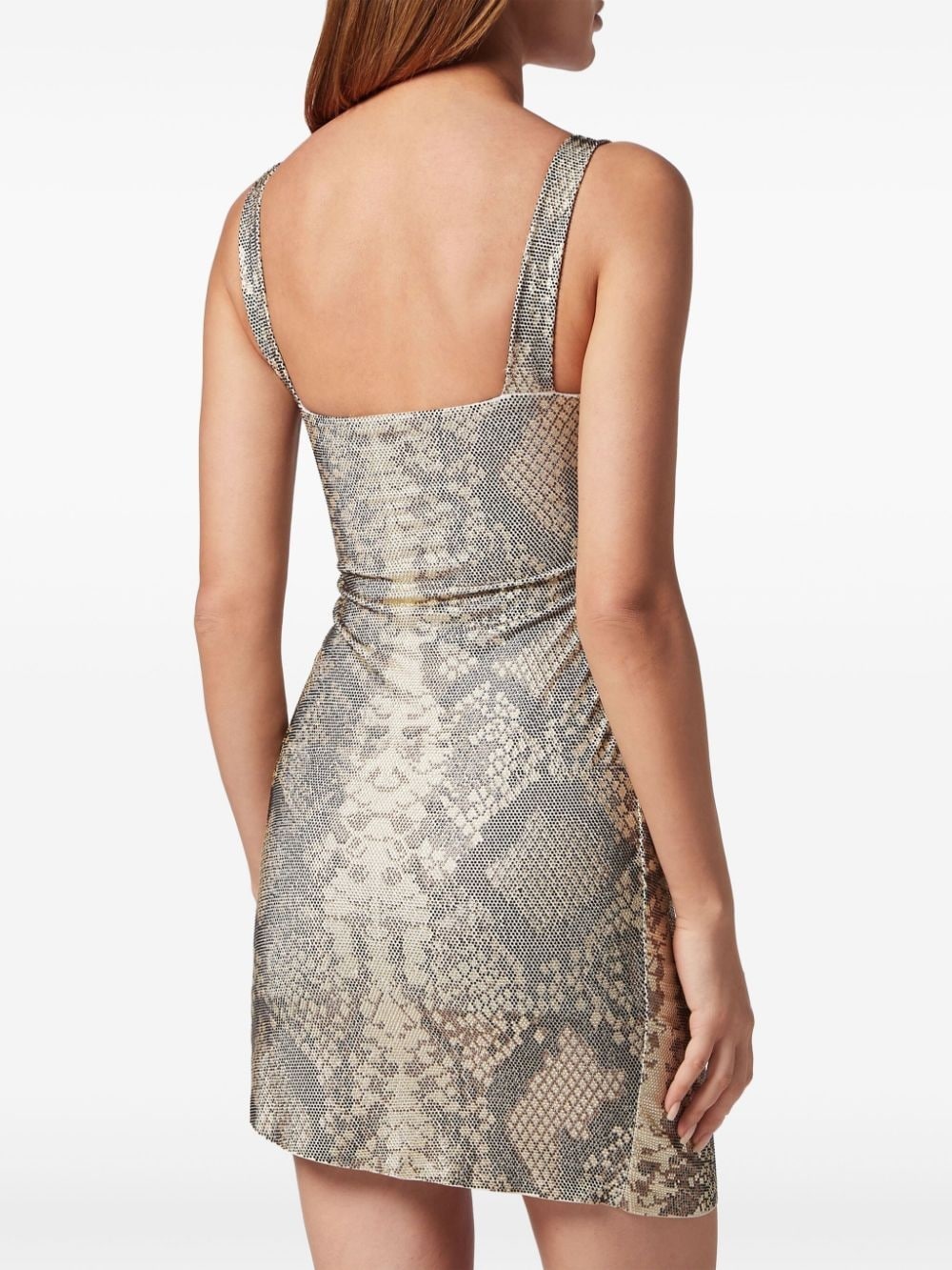 rhinestone-embellished draped minidress - 4