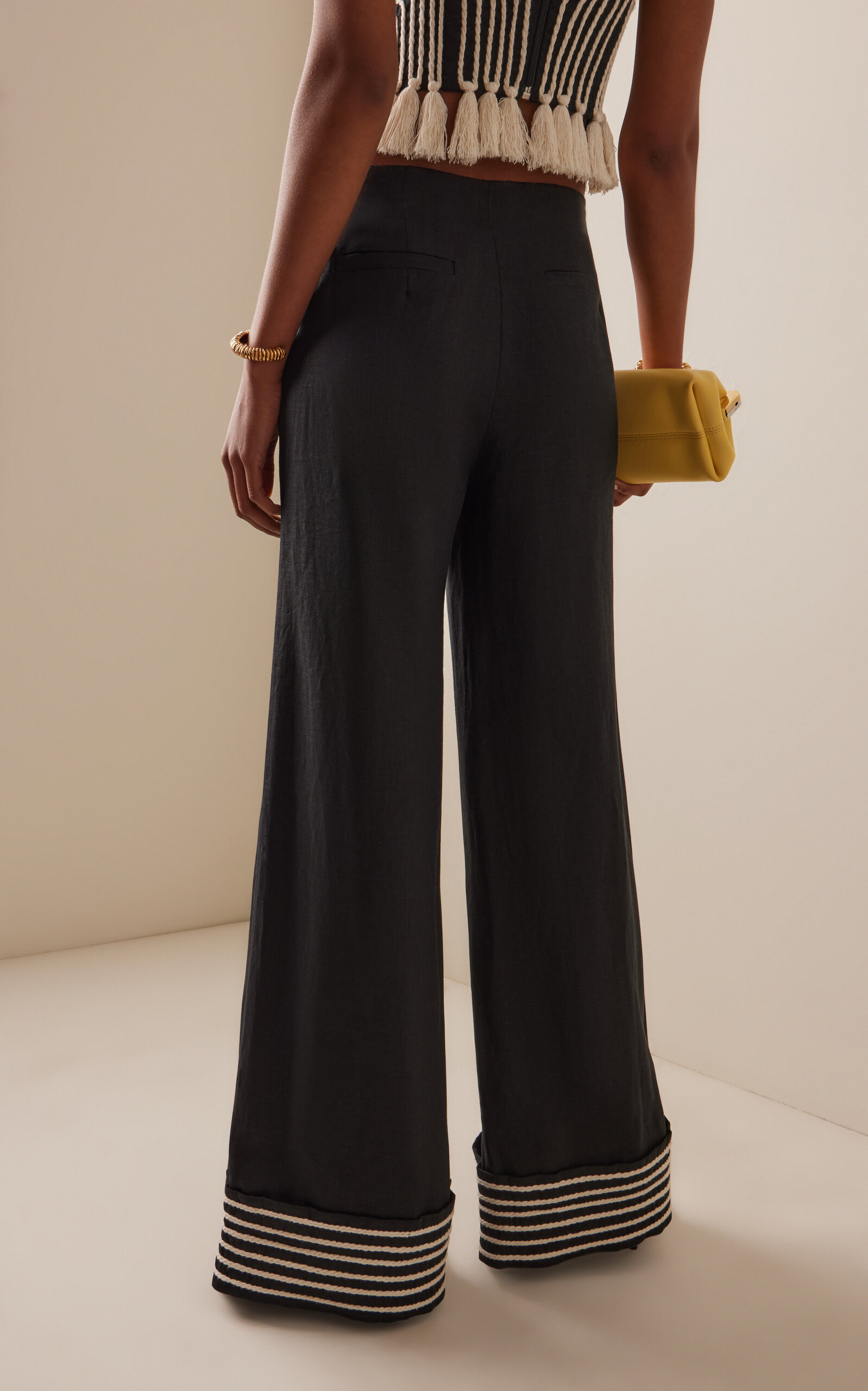 Tu Sutileza Embroidered Linen Pants black/white - 4