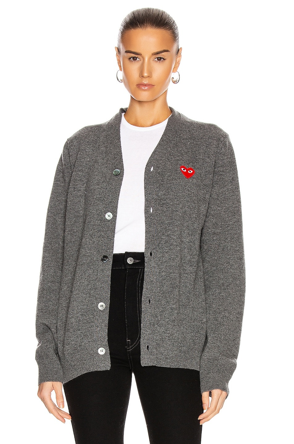 Lambswool Cardigan with Red Emblem - 2