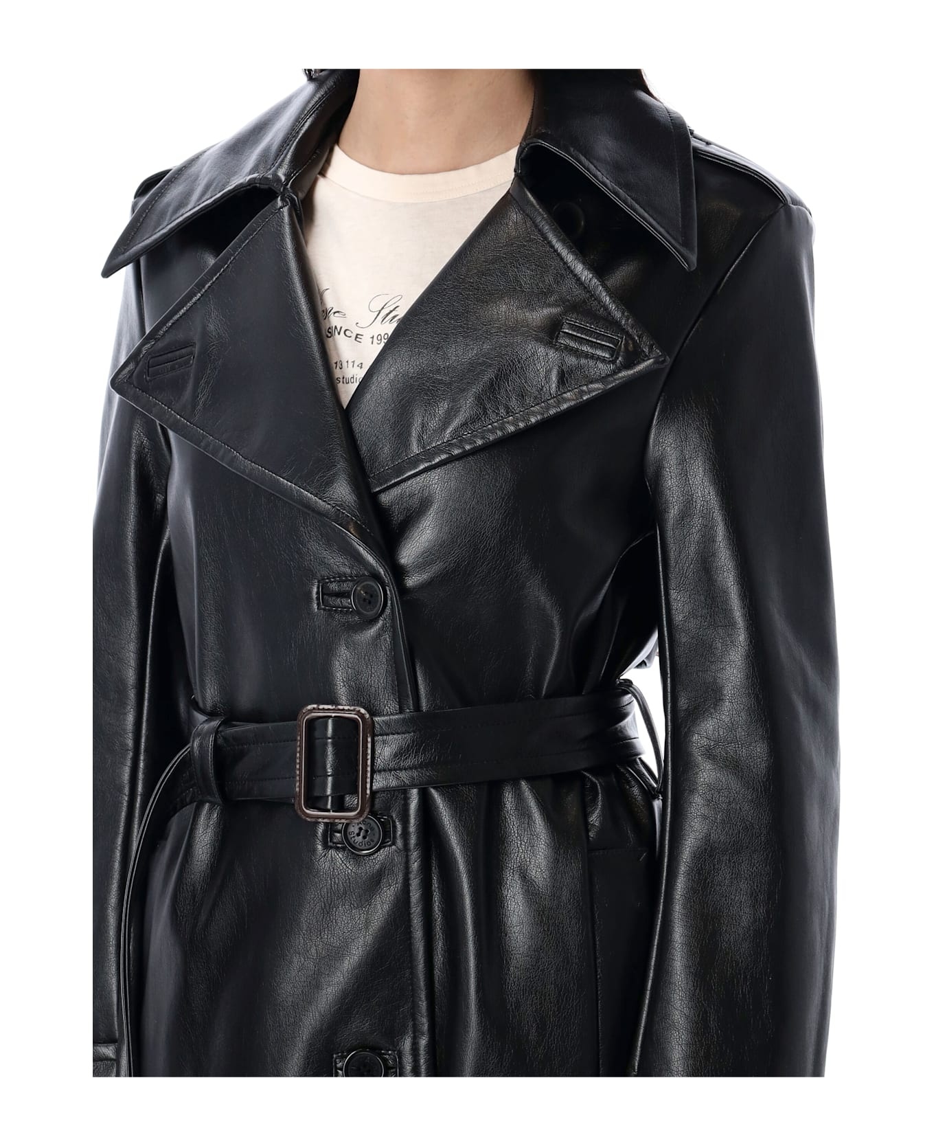Eco Leather Trench Coat - 3