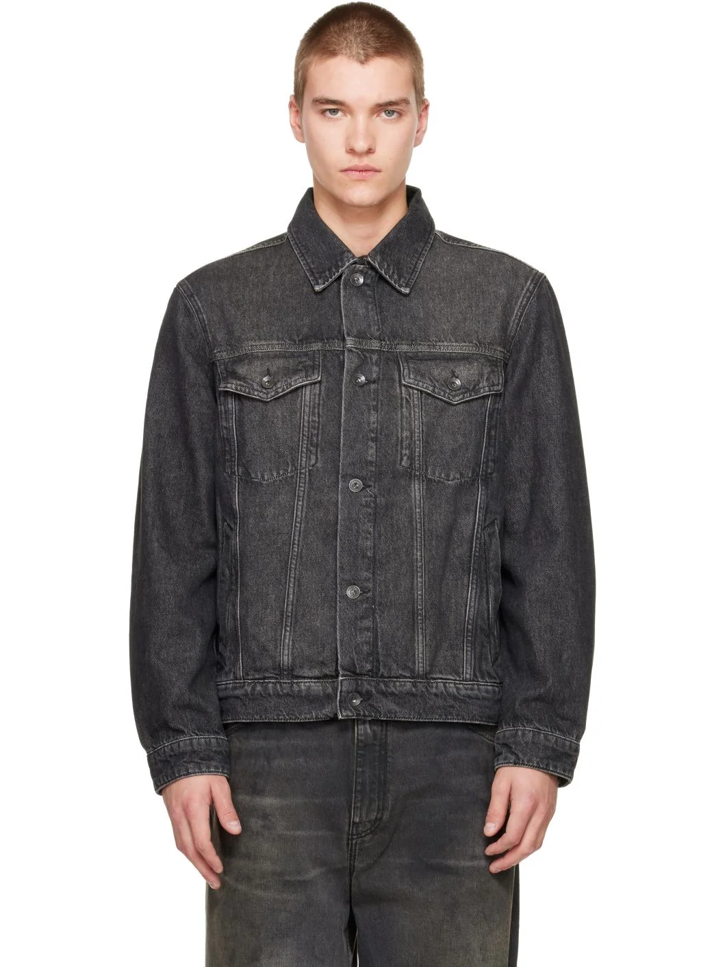 Black rb 3 Trucker Denim Jacket - 1