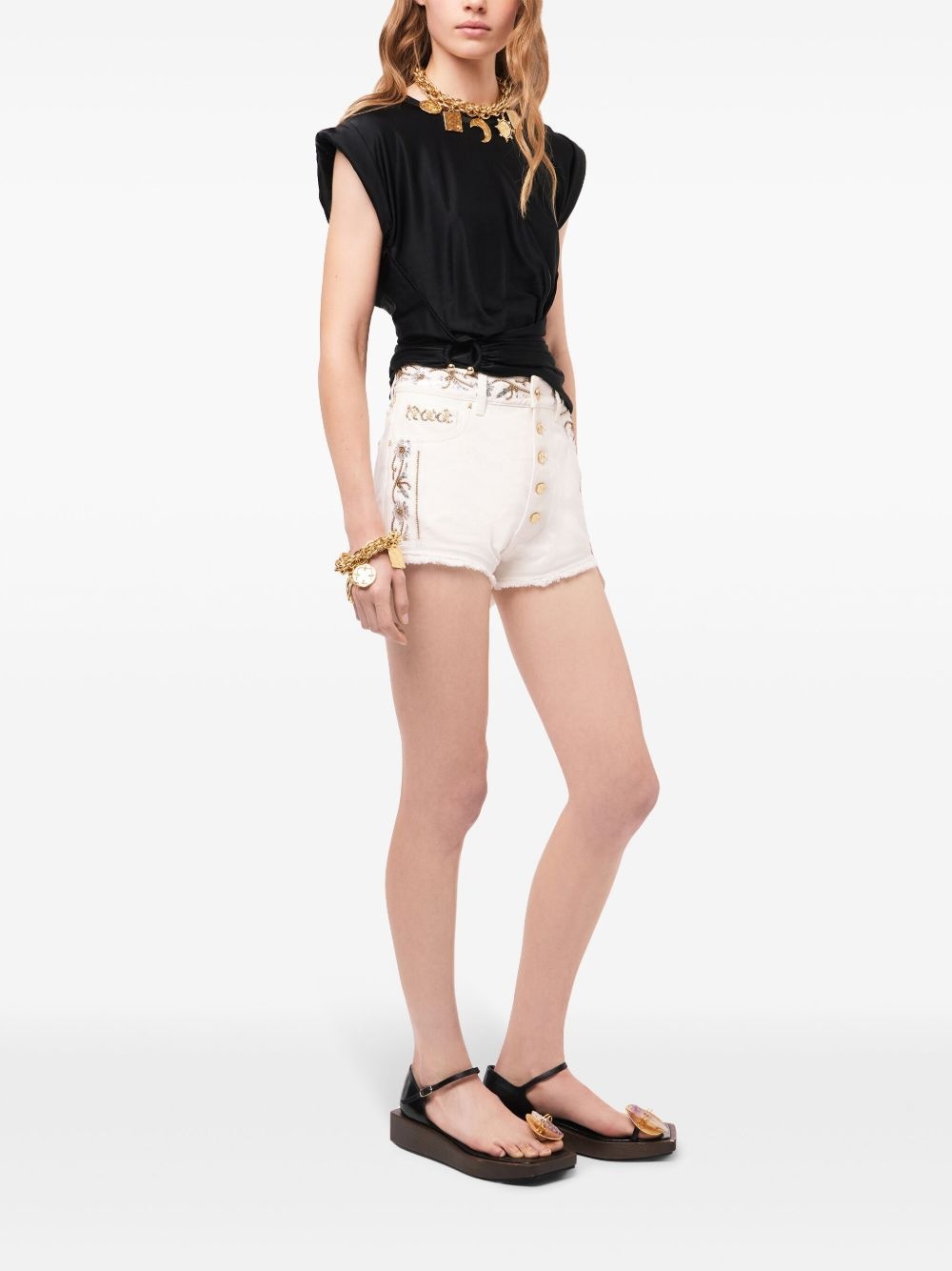 asymmetric gathered-detail blouse - 3