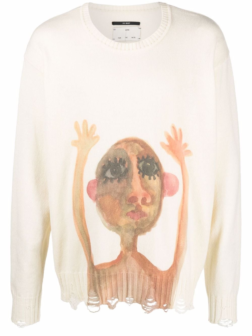 graphic print distressed jumper - 1