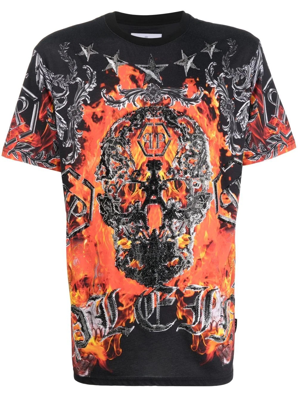 flame-print short-sleeve T-shirt - 1