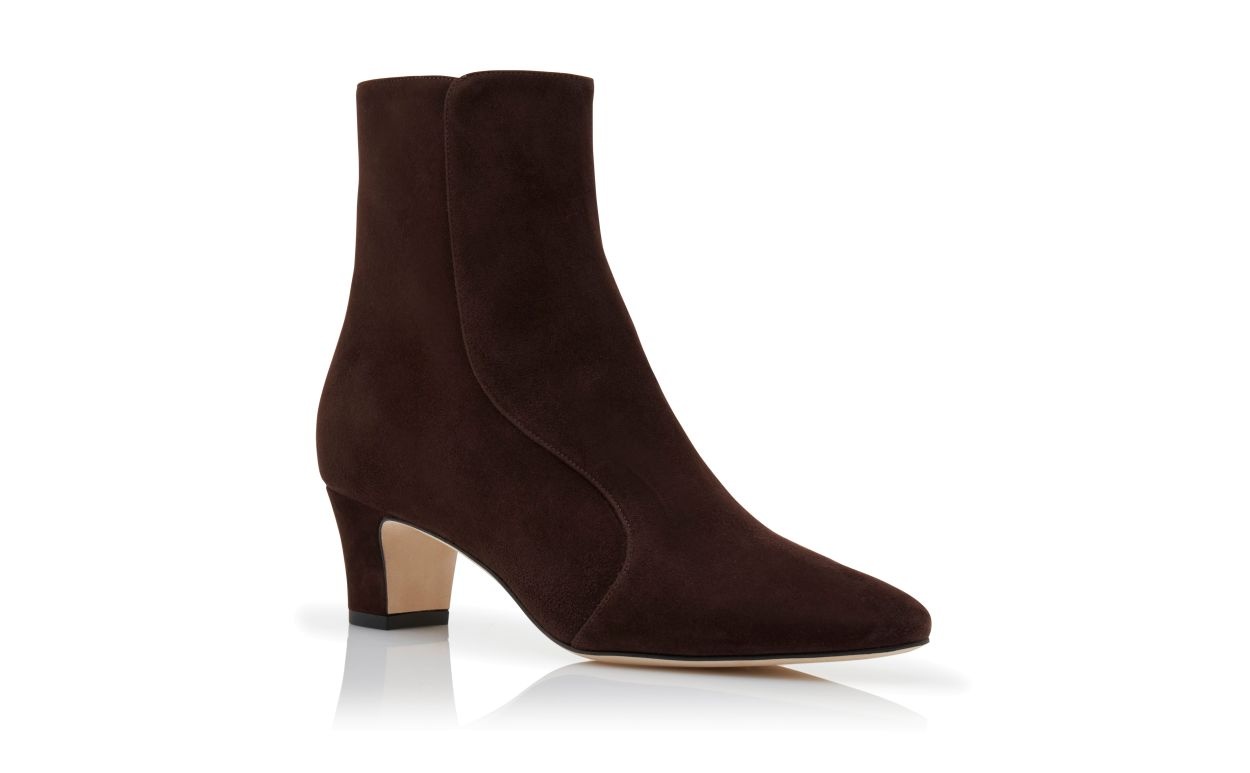Brown Suede Round Toe Ankle Boots - 3