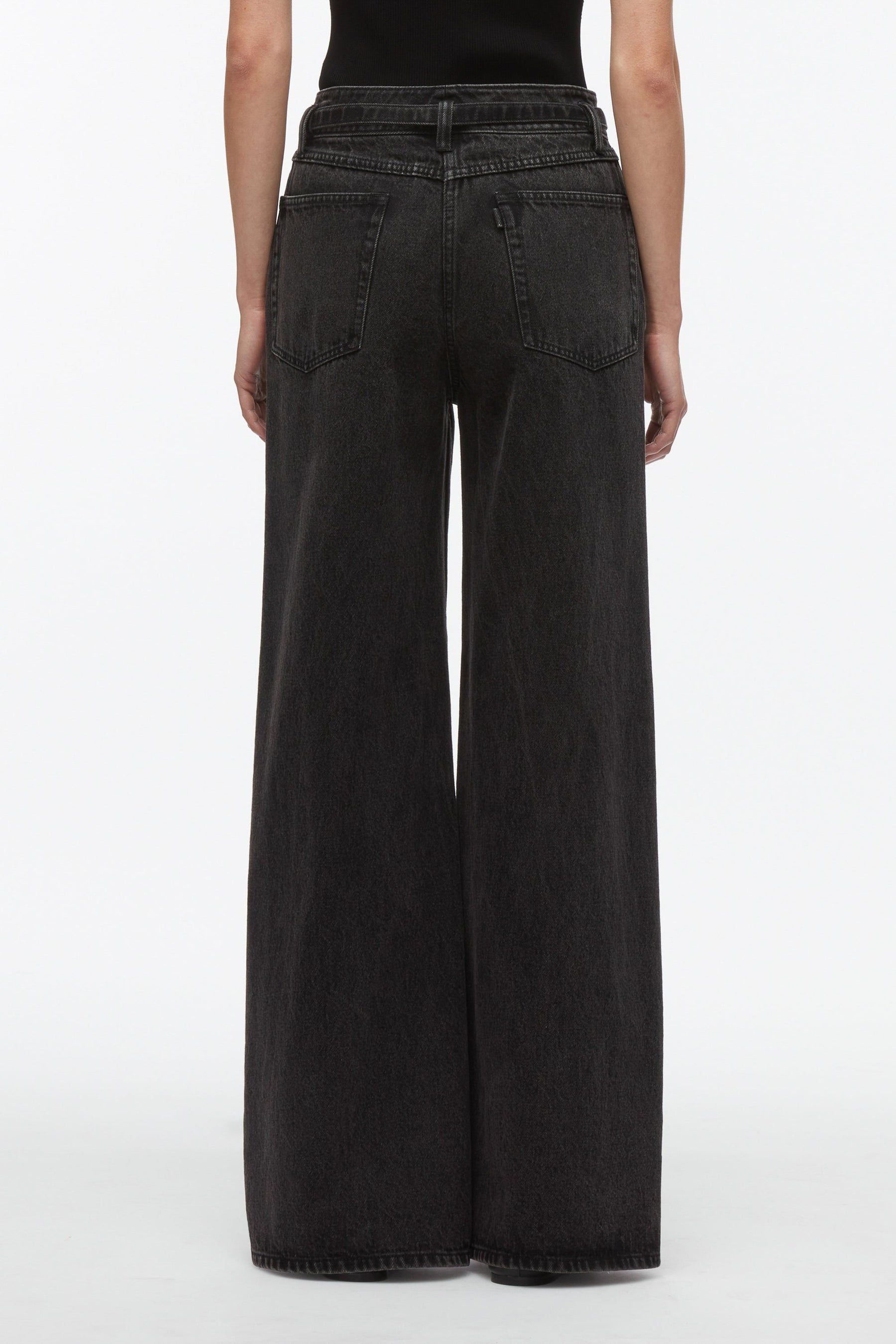 Wide Leg Belted Jeans - 4