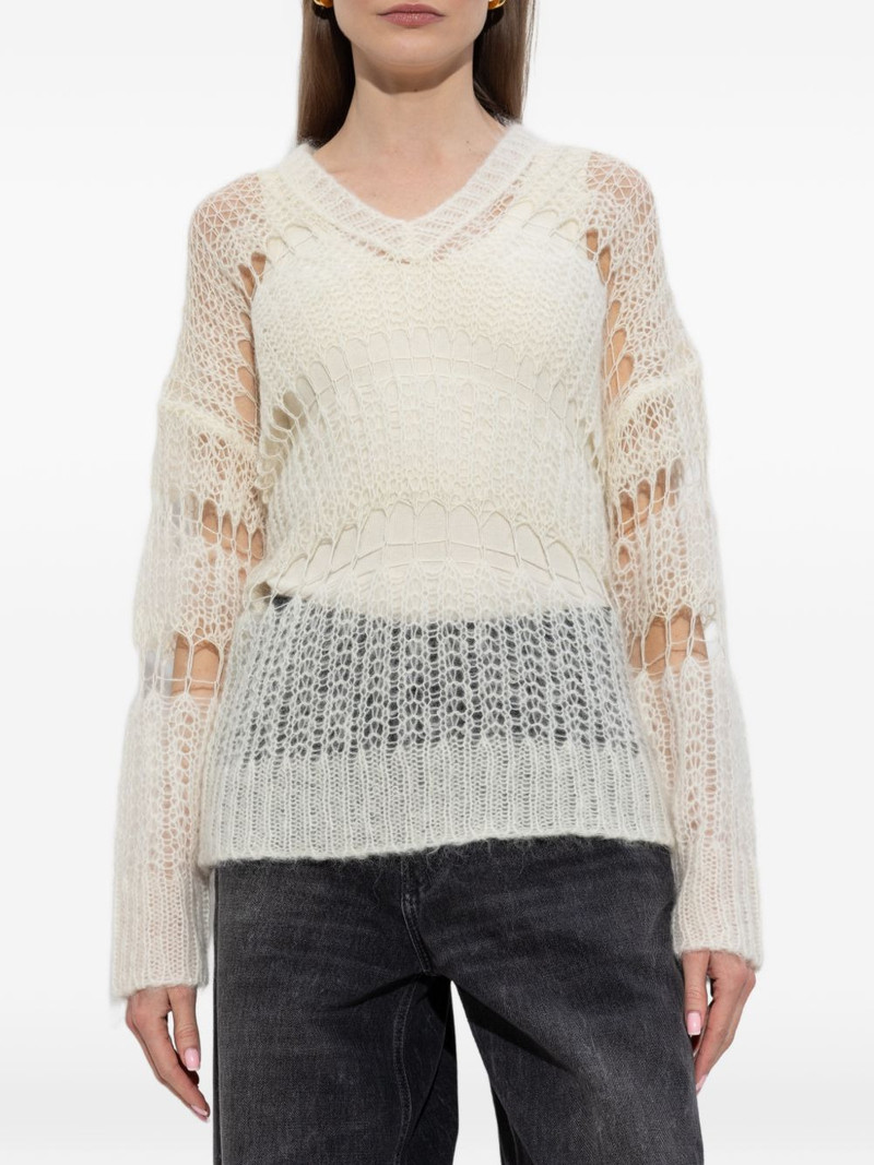 V-neck open knit sweater 3