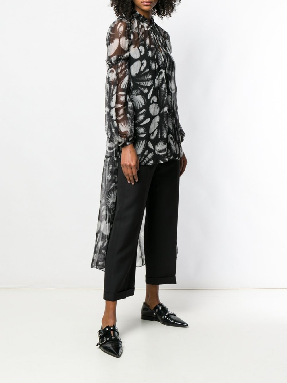 seashell print high-low blouse - 3