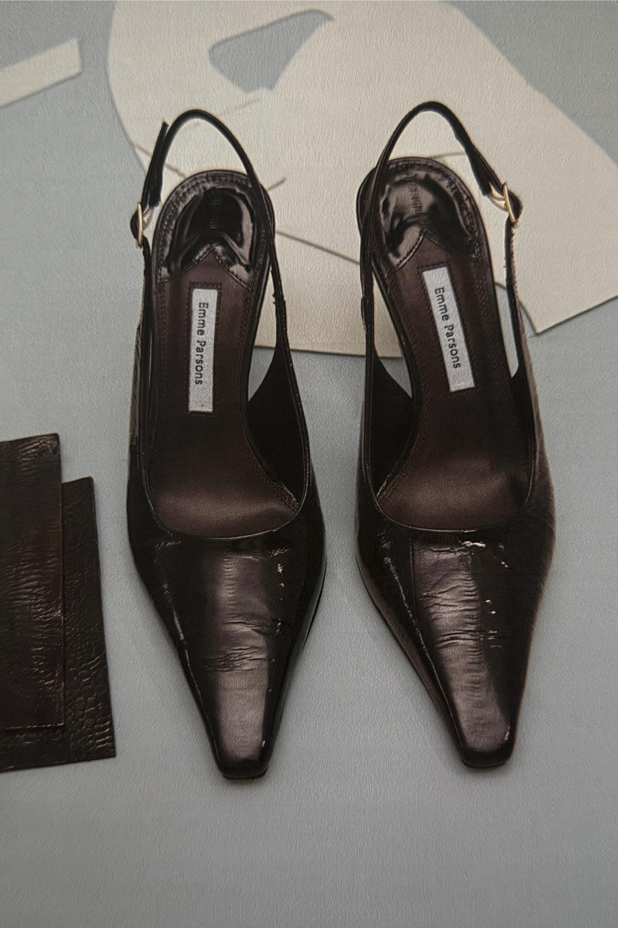 ELANA HEEL IN BLACK EMBOSSED EEL - 3