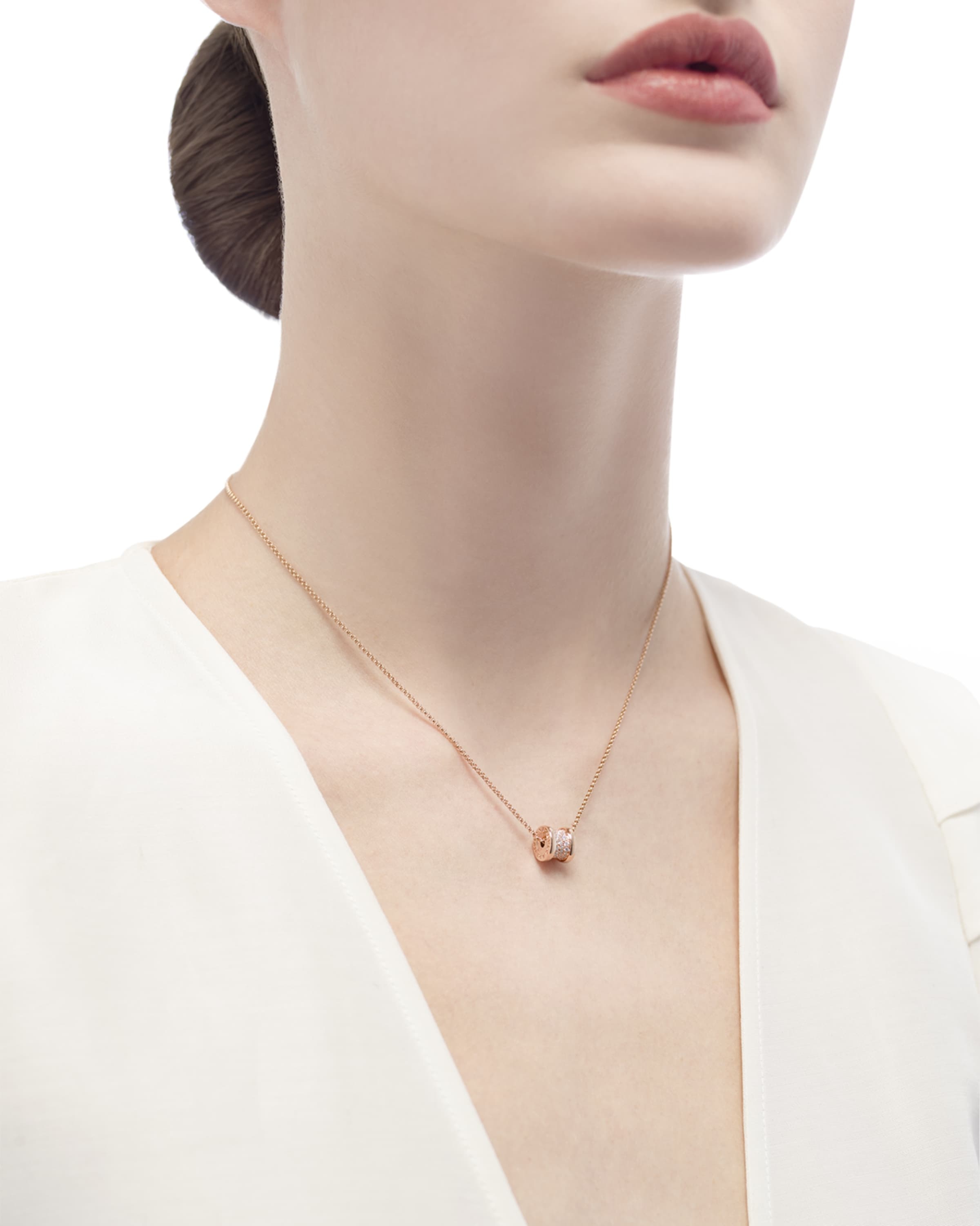 B.Zero1 18k Rose Gold Diamond Charm Necklace - 5