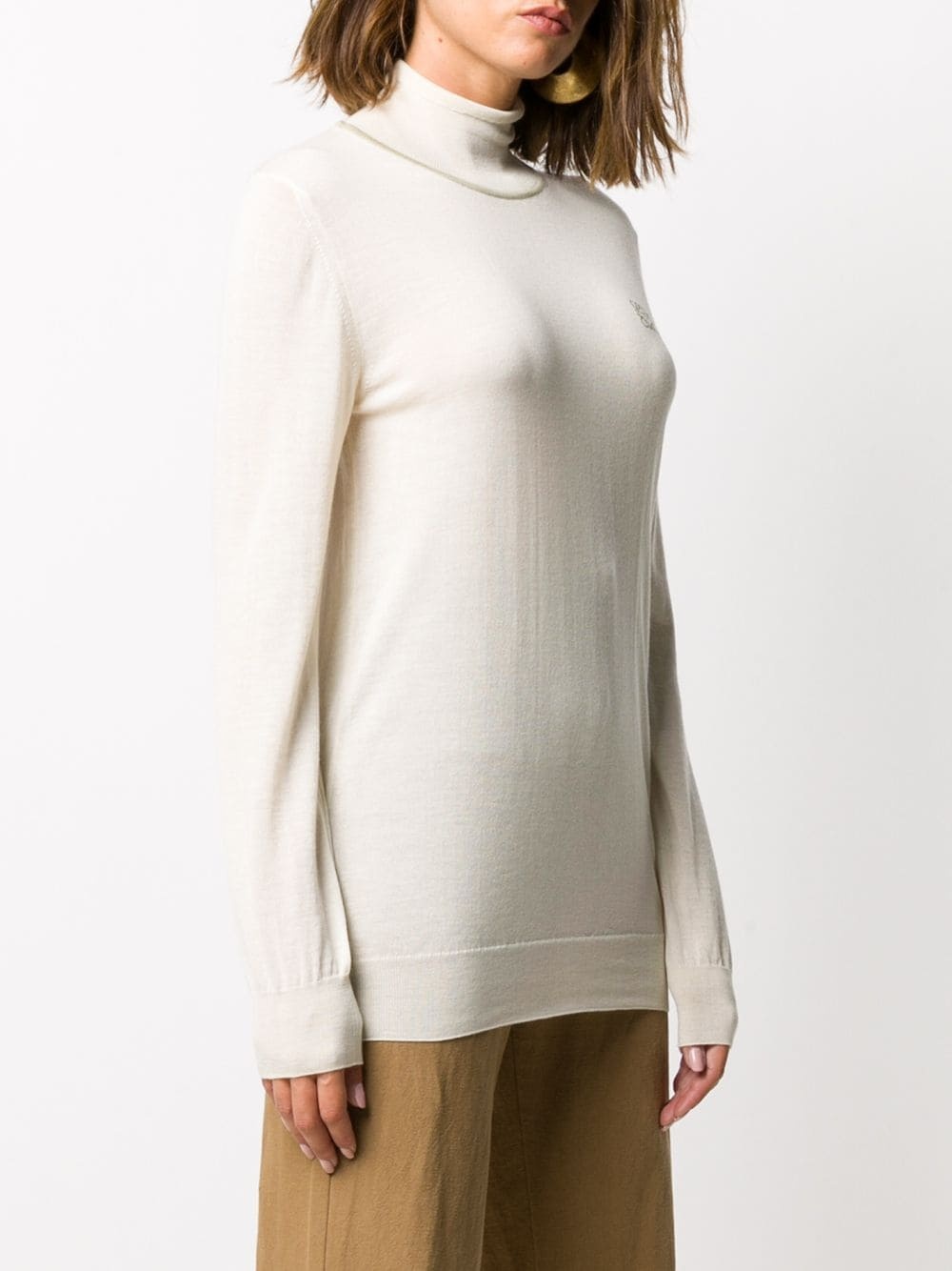 Anagram-embroidered high neck jumper - 3