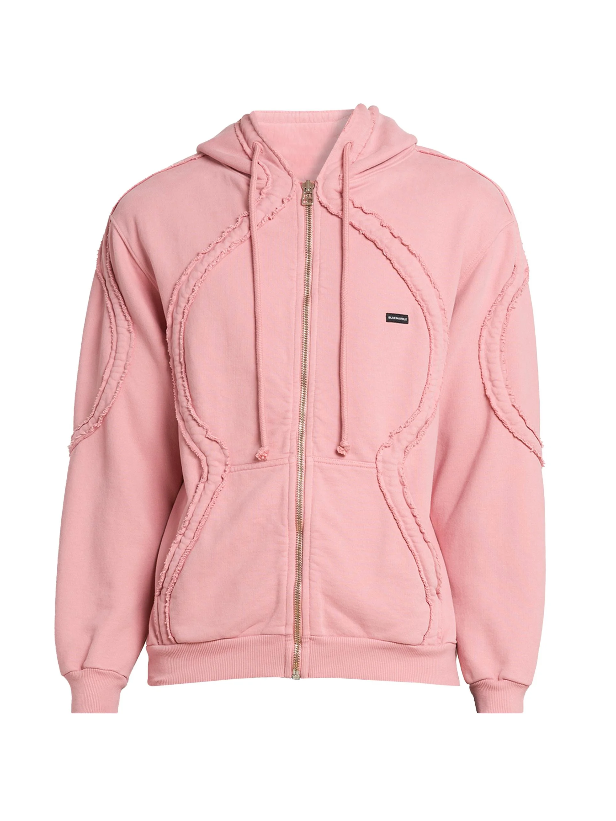 Men's Drawstring Zip-Front Hoodie - Pink - 1
