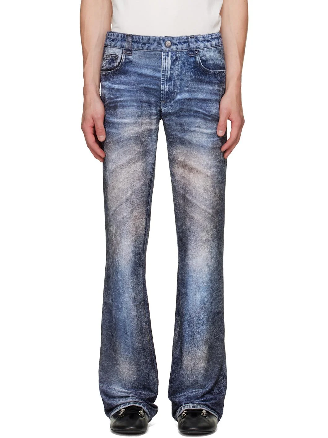 Blue Paris Printed Velour Trousers - 1