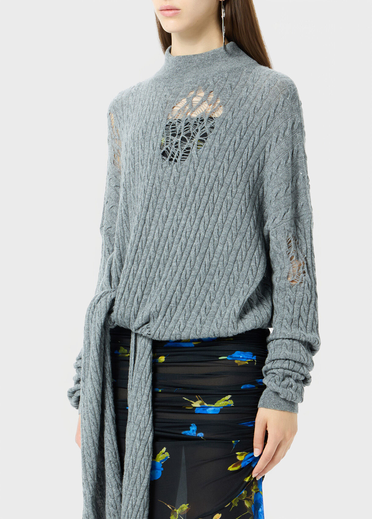 TWISTED KNIT SWEATER WITH FRONT KNOT - 4