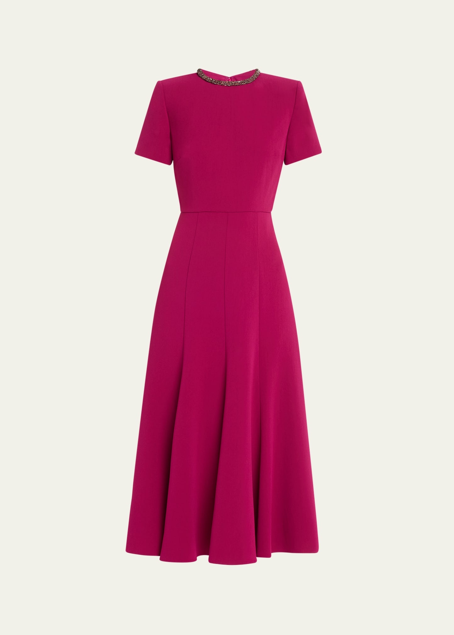 Diamante Neck Light Cady Midi Dress - 1