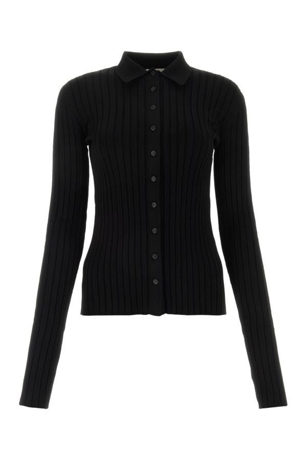 Black viscose blend cardigan - 1