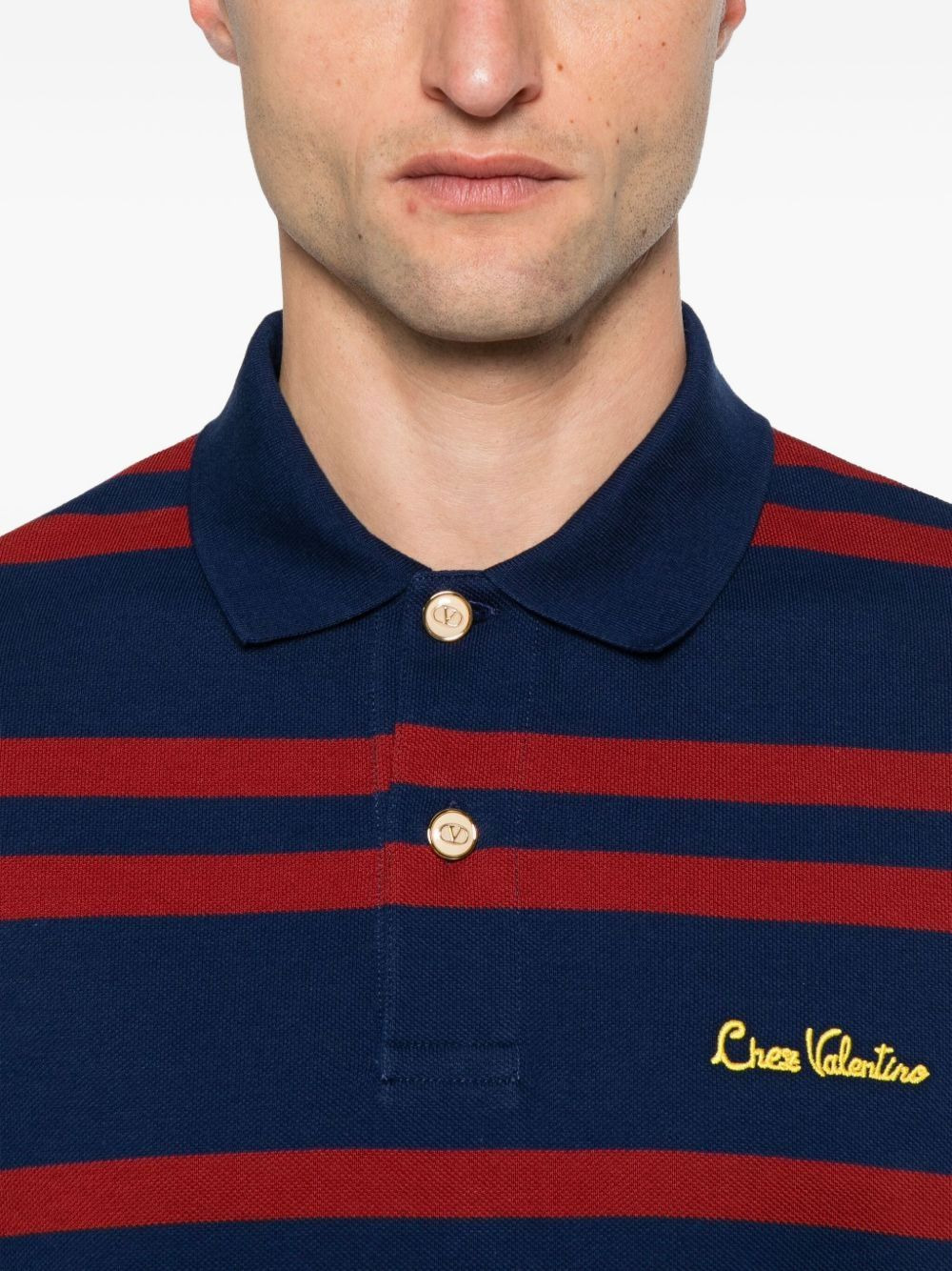 Chez embroidery striped  polo shirt - 4