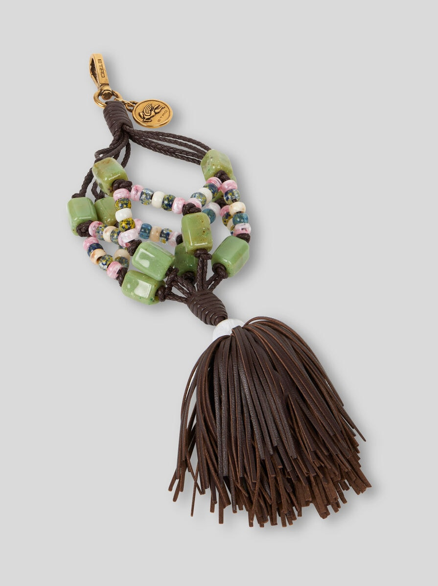 APPLE CHARM WITH SMALL TASSEL AND BEADING - 4