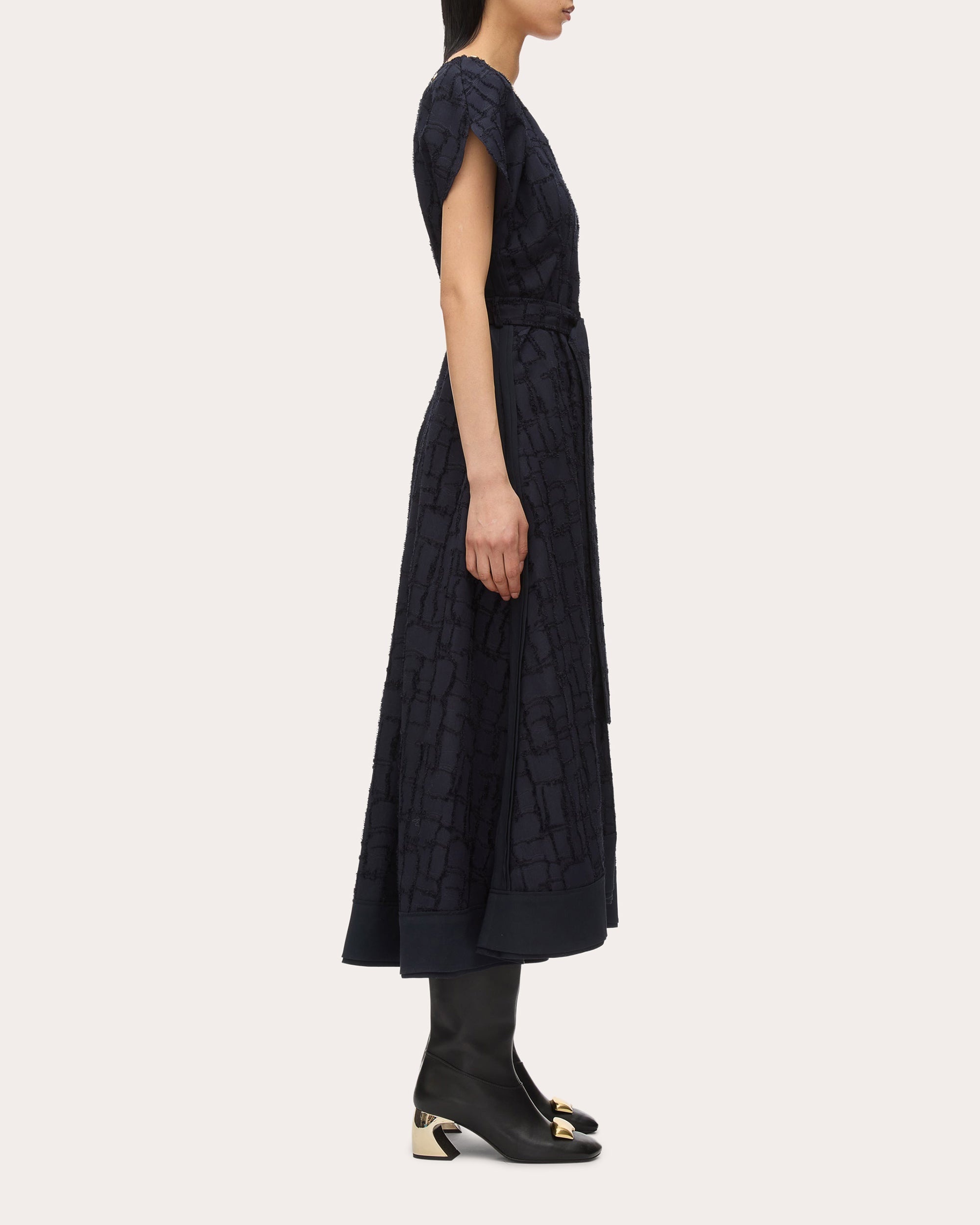 Pleated Fil-Coupé Midi Dress - 3