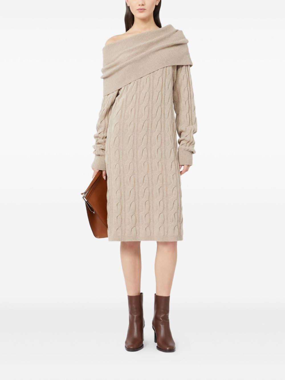 cable-knit off-shoulder midi dress - 3