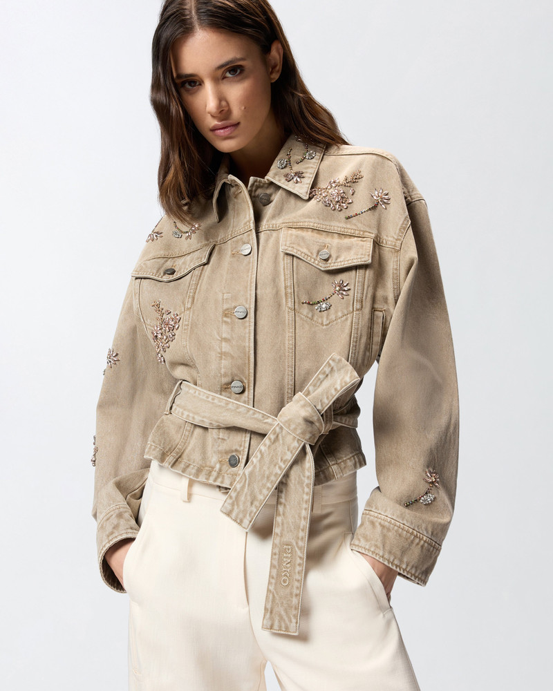 BROWN DENIM JACKET WITH JEWEL EMBROIDERY 6