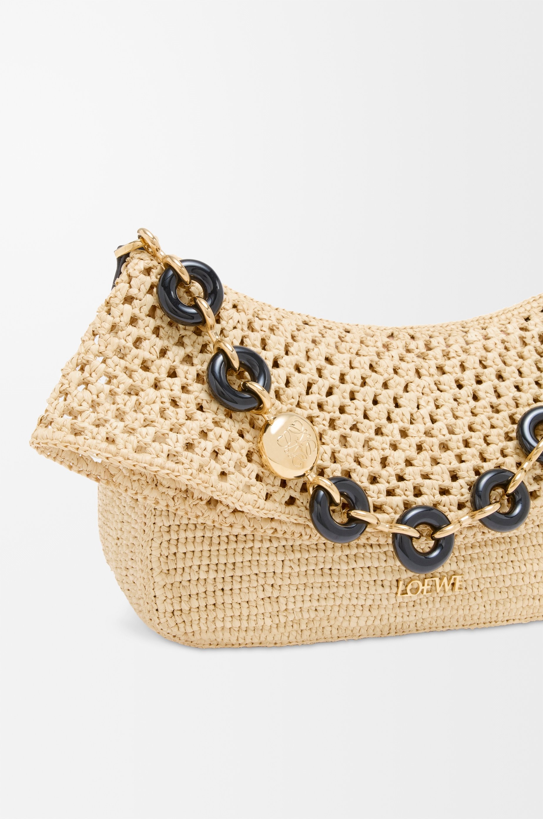 Medium Ola bag in raffia and calfskin - 11