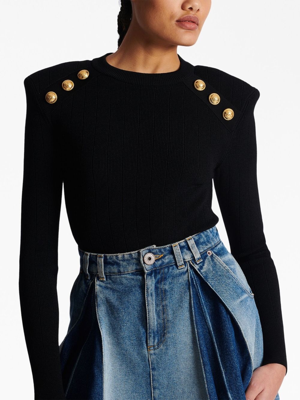 button-embellished round neck jumper - 6