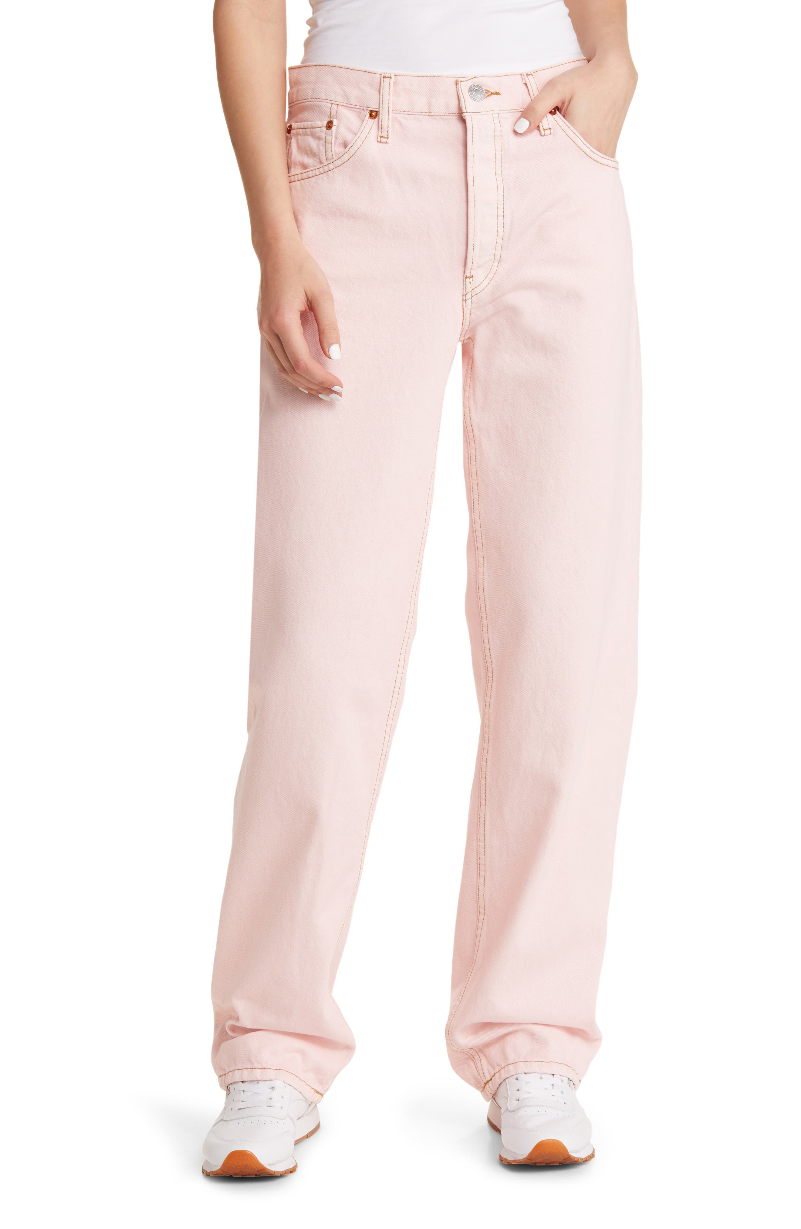 Re/Done Loose Fit Jeans in Washed Pink at Nordstrom, Size 25 - 1