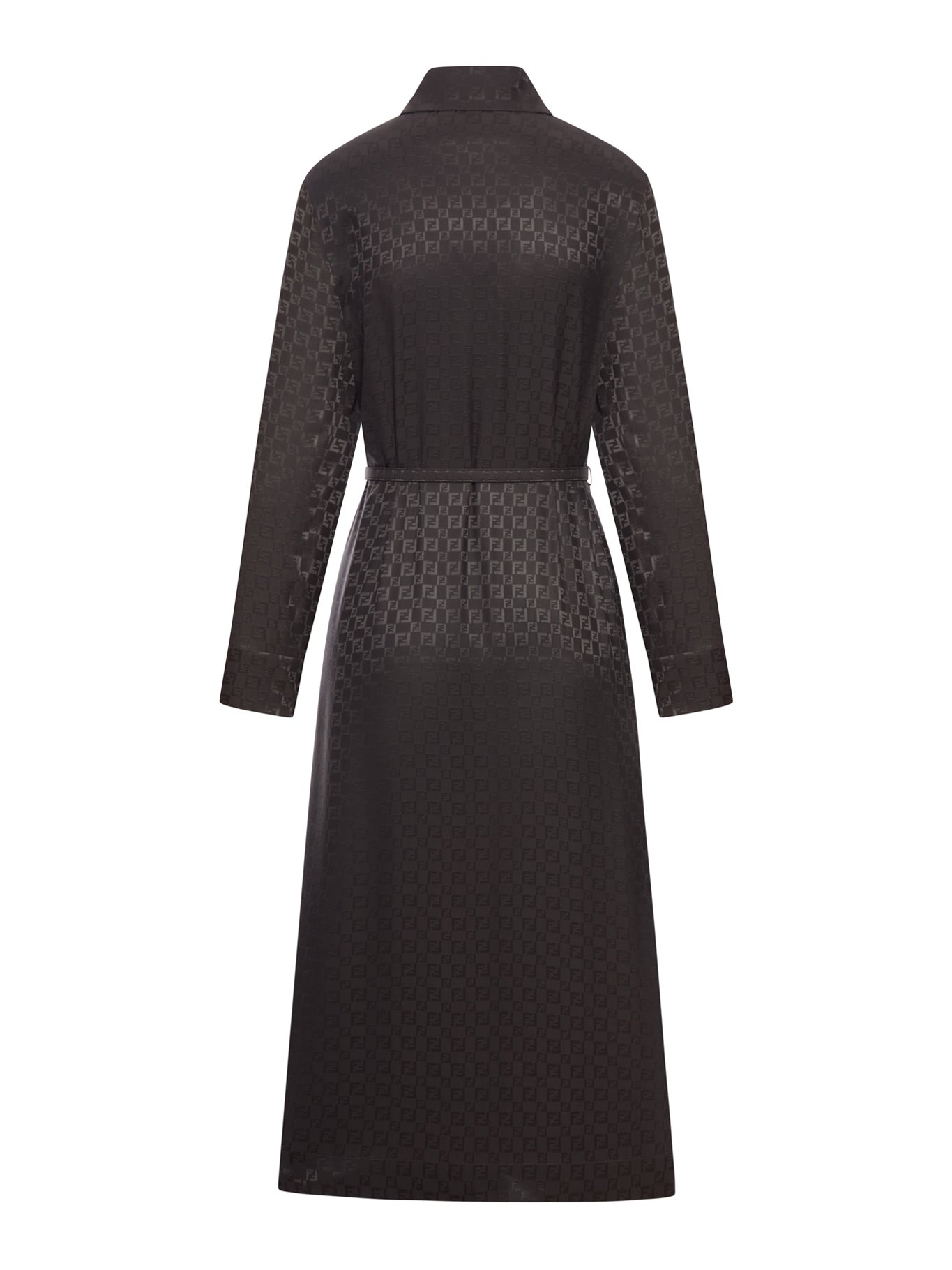 BROWN FF JACQUARD SILK DRESS - 2