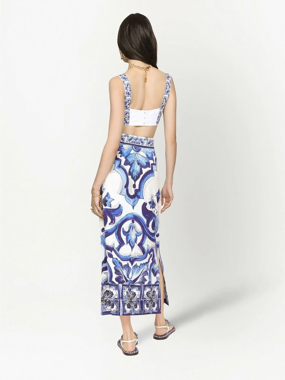 Majolica-print maxi skirt - 4
