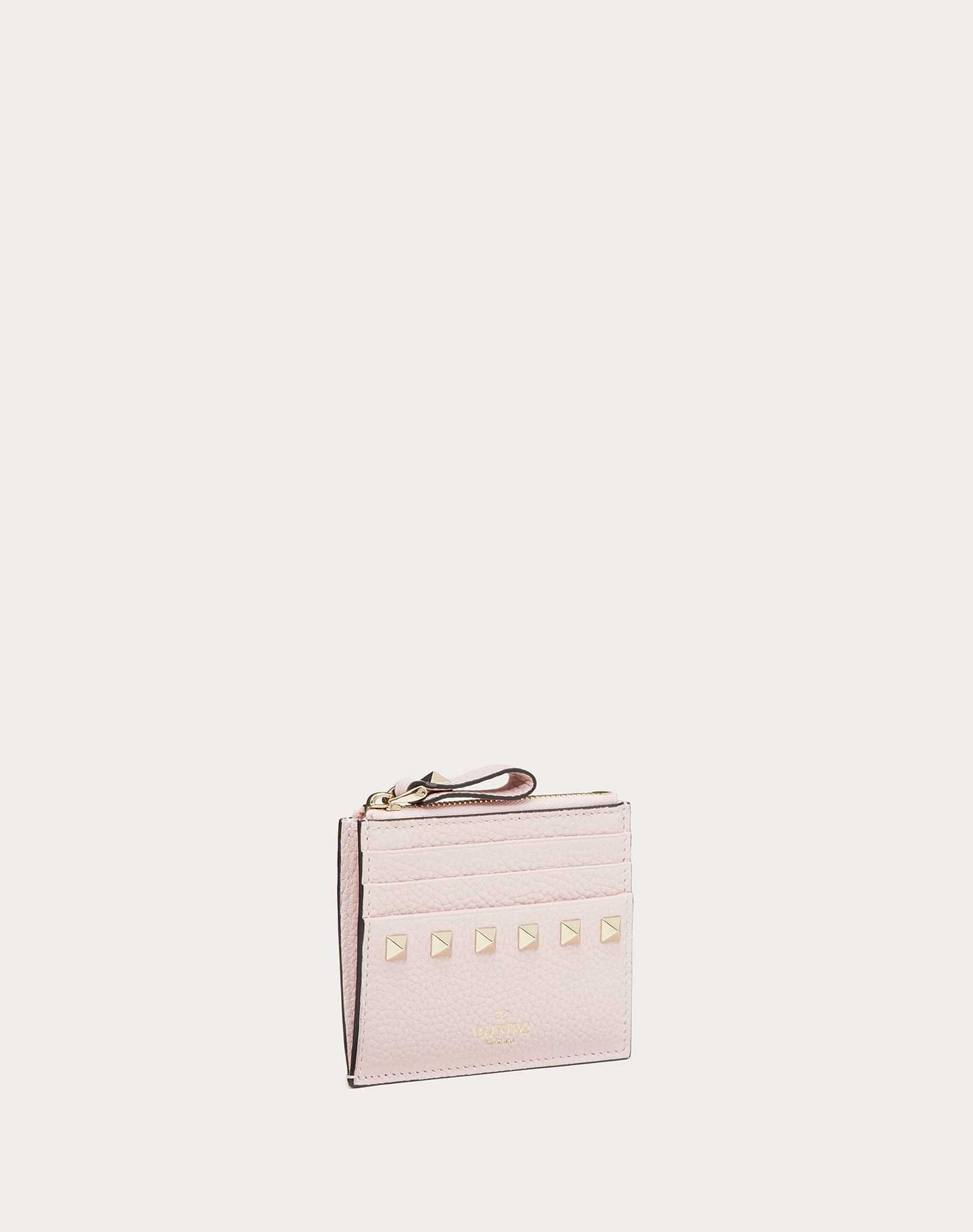 ROCKSTUD GRAINY CALFSKIN CARDHOLDER WITH ZIPPER - 4