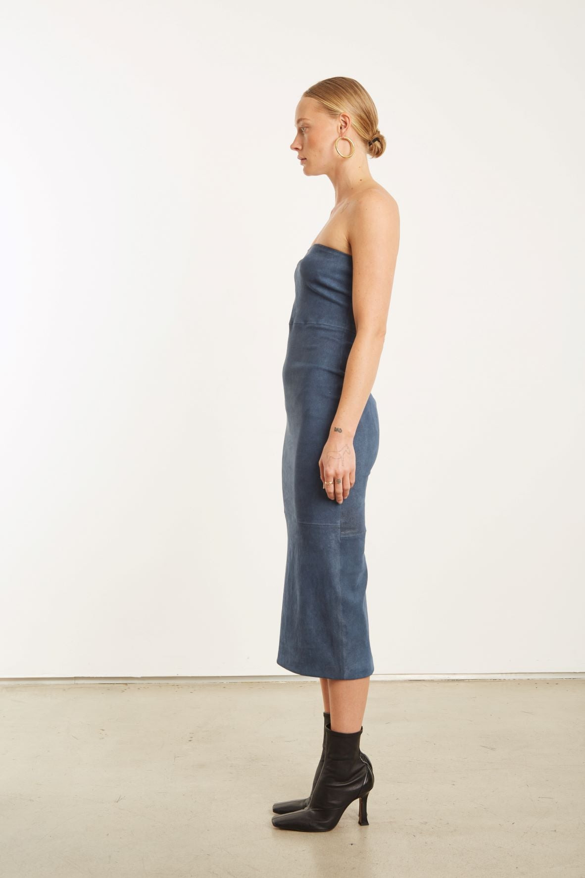 DENIM SUEDE TUBE DRESS - 3