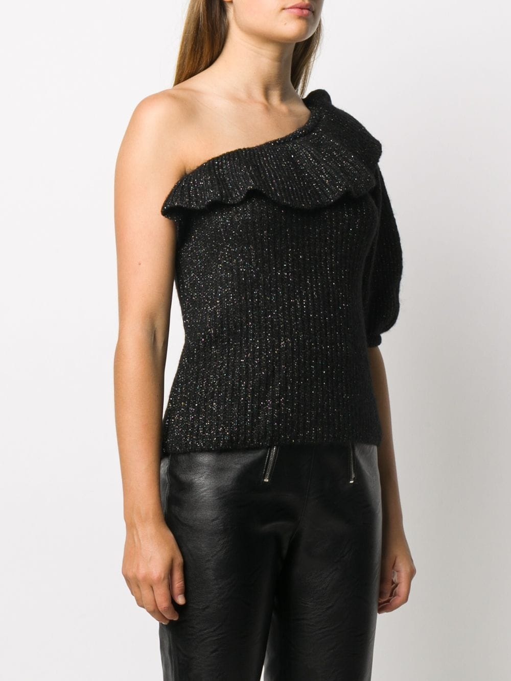 rib-knit asymmetric top - 3