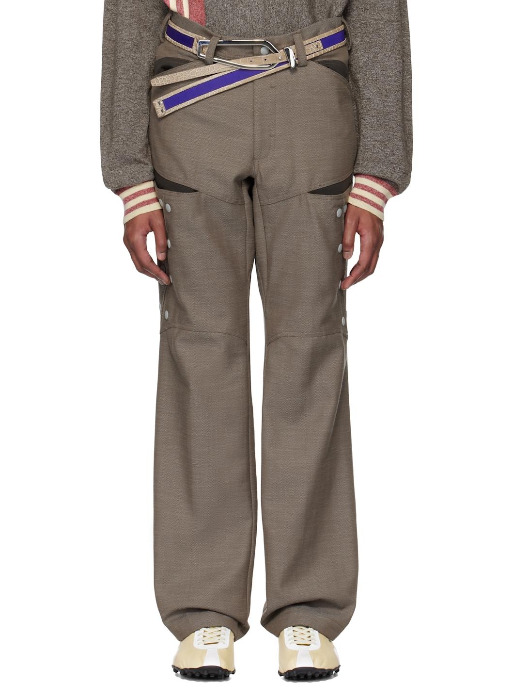 Brown Inex Snap Trousers - 1