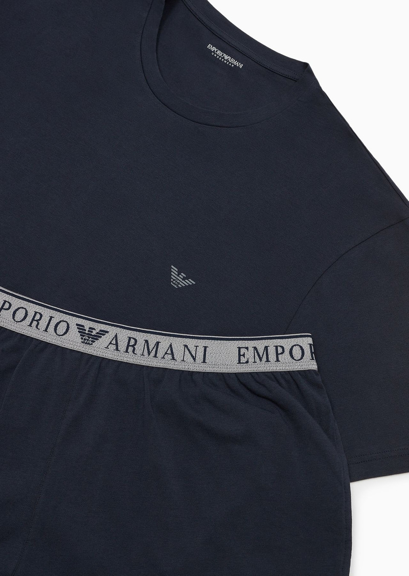 EMPORIO ARMANI Comfort-fit pyjamas with endurance logo Bermuda shorts outlook