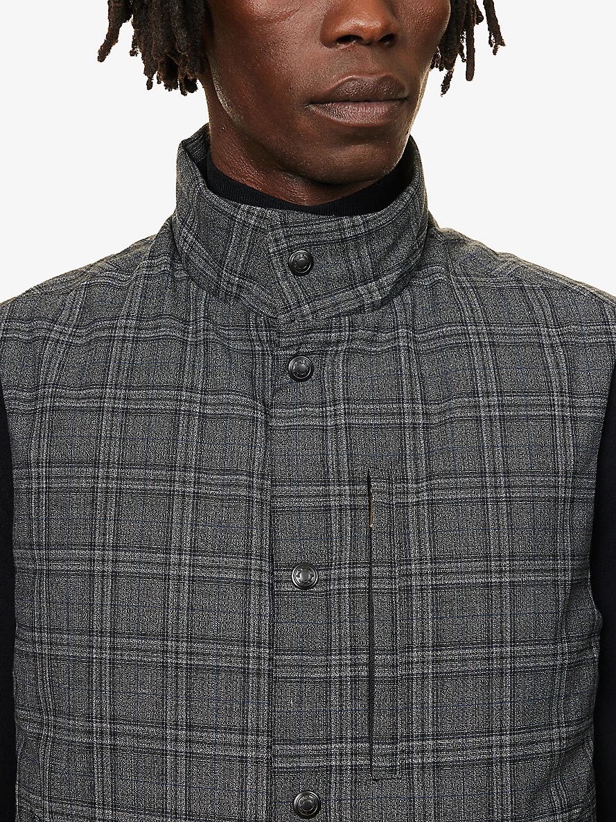 Checked funnel-neck regular-fit recycled-polyester down gilet - 5