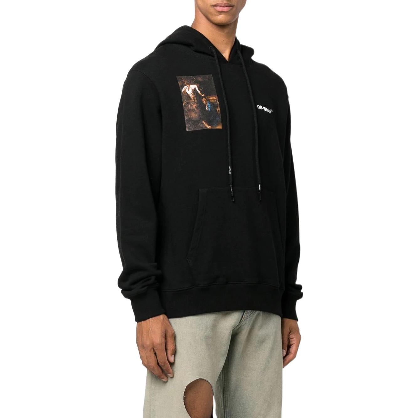 Men's Off-White FW22 Character Printing Hooded Long Sleeves Loose Fit Black OMBB097C99FLE0101001 - 4