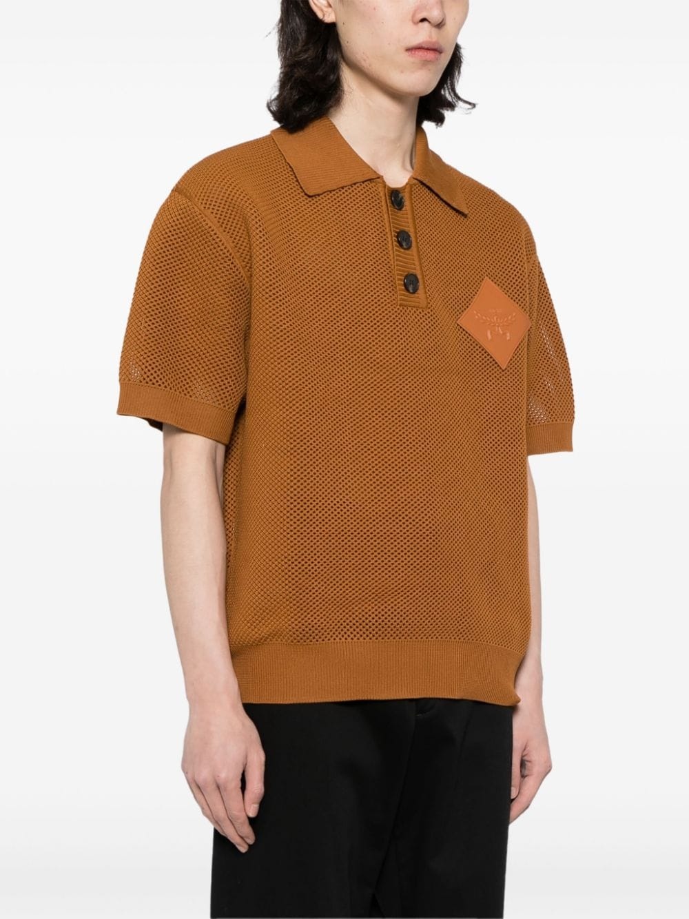 logo-appliquÃ© knitted polo shirt - 3