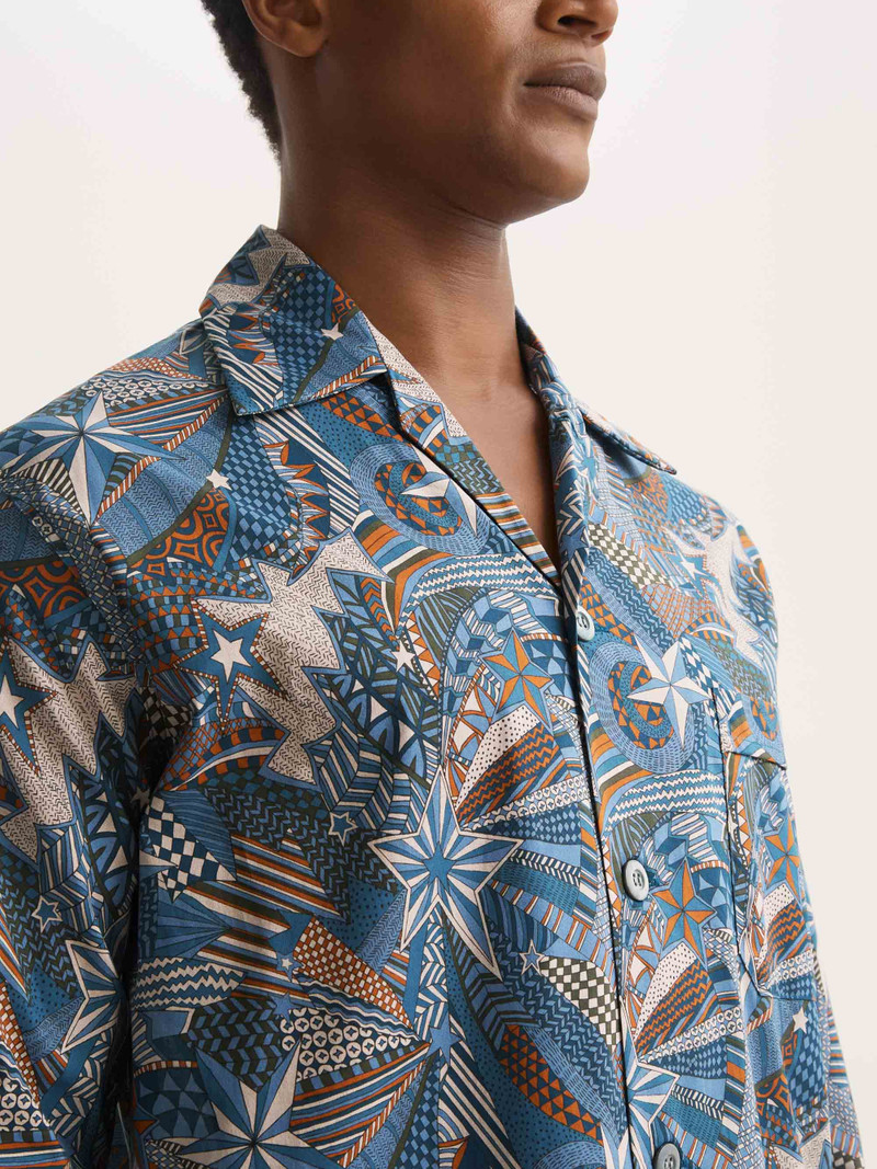 Ledbury Cotton Batiste Pajamas Blue Multi Celebration Print 5