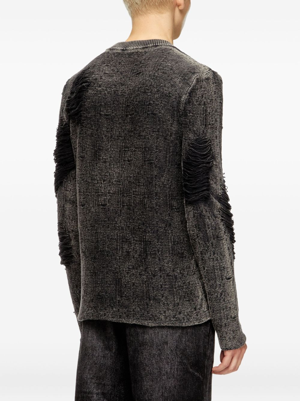 frayed-detail sweater - 4