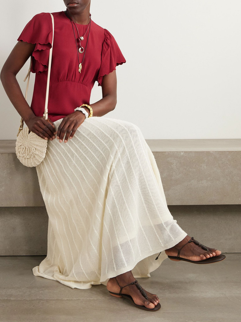 ULLA JOHNSON Nejma ruffled crepe blouse Red outlook