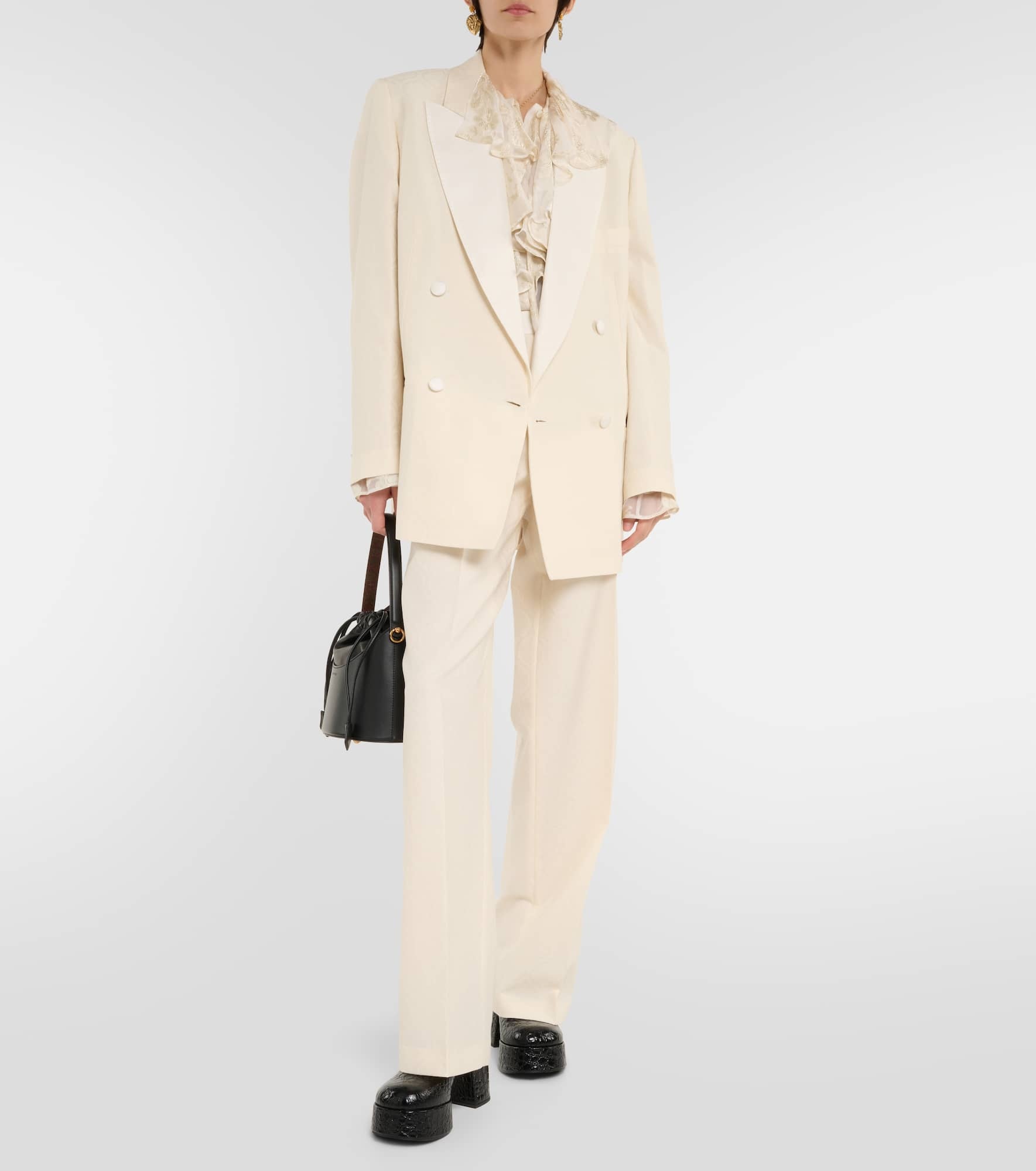 Floral cotton and wool jacquard blazer - 2