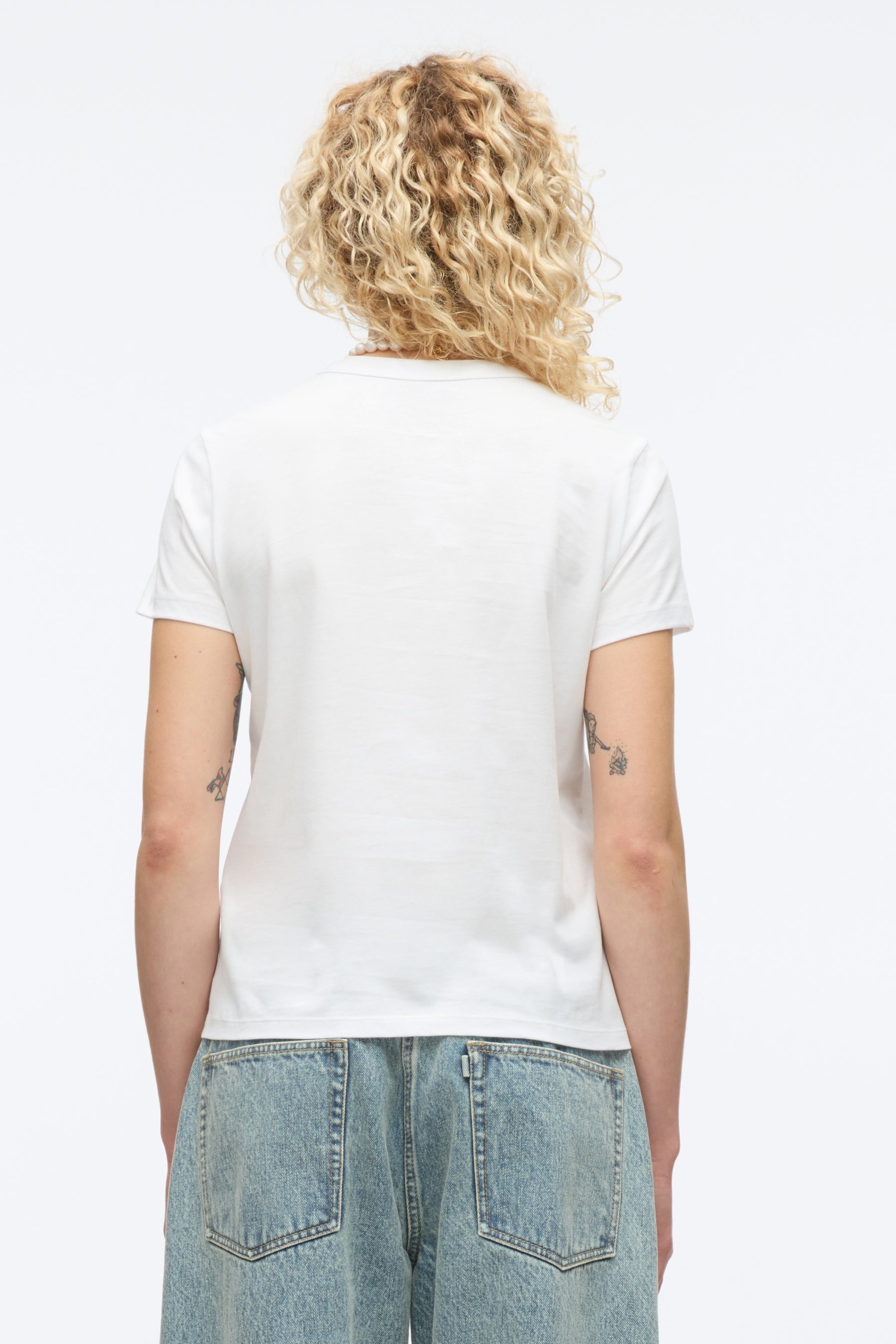 Cropped Tee with Bouquet Embroidery - 5