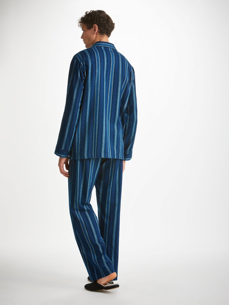 Men's Classic Fit Pajamas Kelburn 38 Brushed Cotton Blue - 4